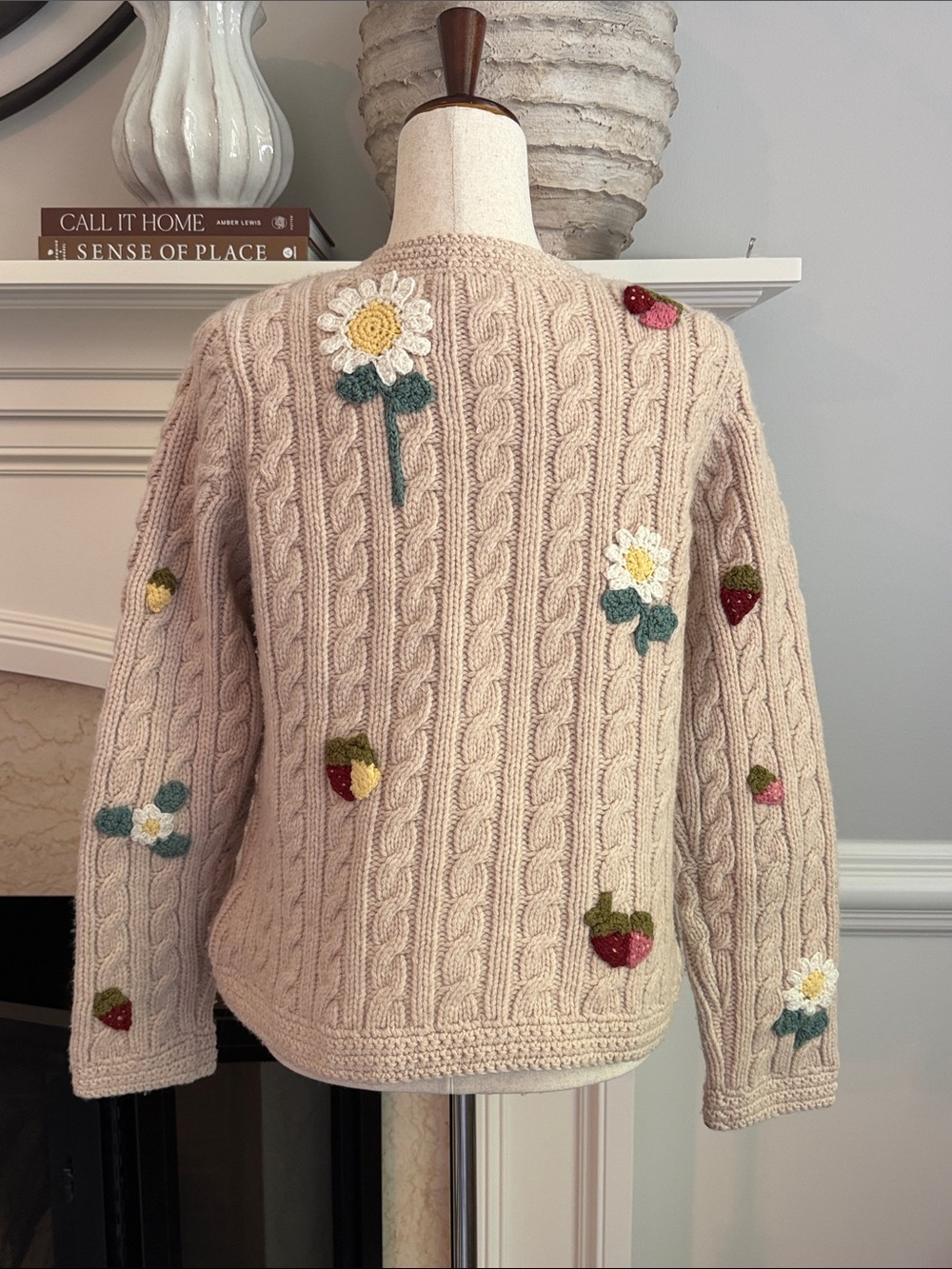 SEA Callie Appliqué Cable Knit Cardigan Sweater - Picture 6 of 7